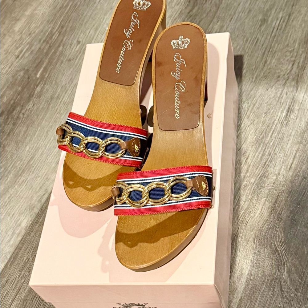 Juicy Couture Red and Blue Bohemian Sandals